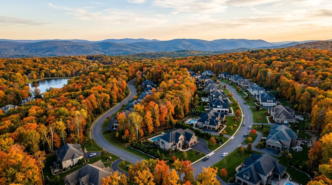 Aerial view of the Pocono Mountains — Ten Point Roofing service area