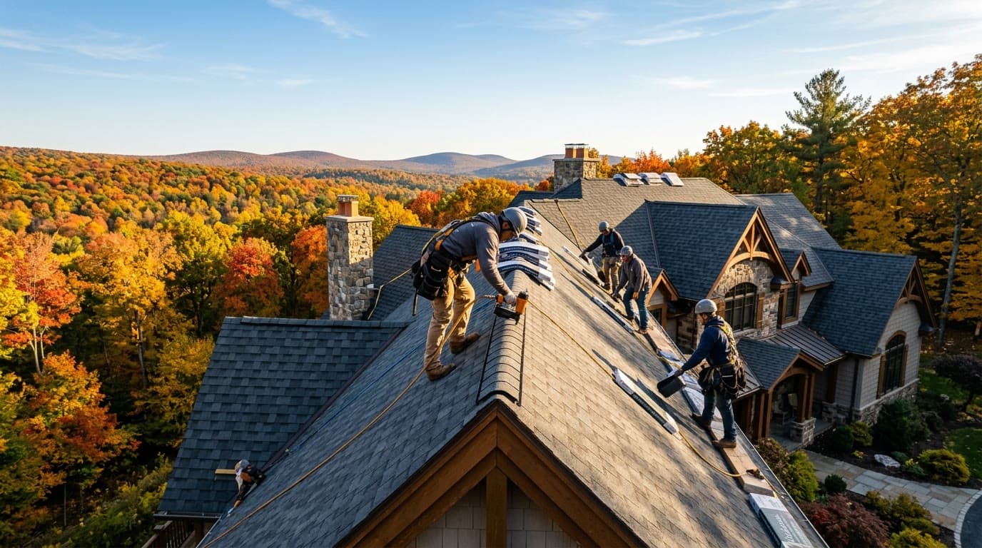 Architectural shingle roof installation in the Poconos